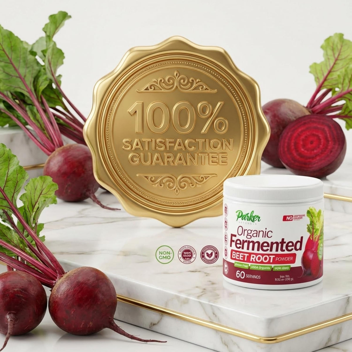 Parker Naturals Organic Fermented Beet Root Powder, 9.52 Oz Beet Powder Supports Healthy Immune System, Gluten Free, Non-Gmo, & Vegan Beets Supplements, 60 Servings