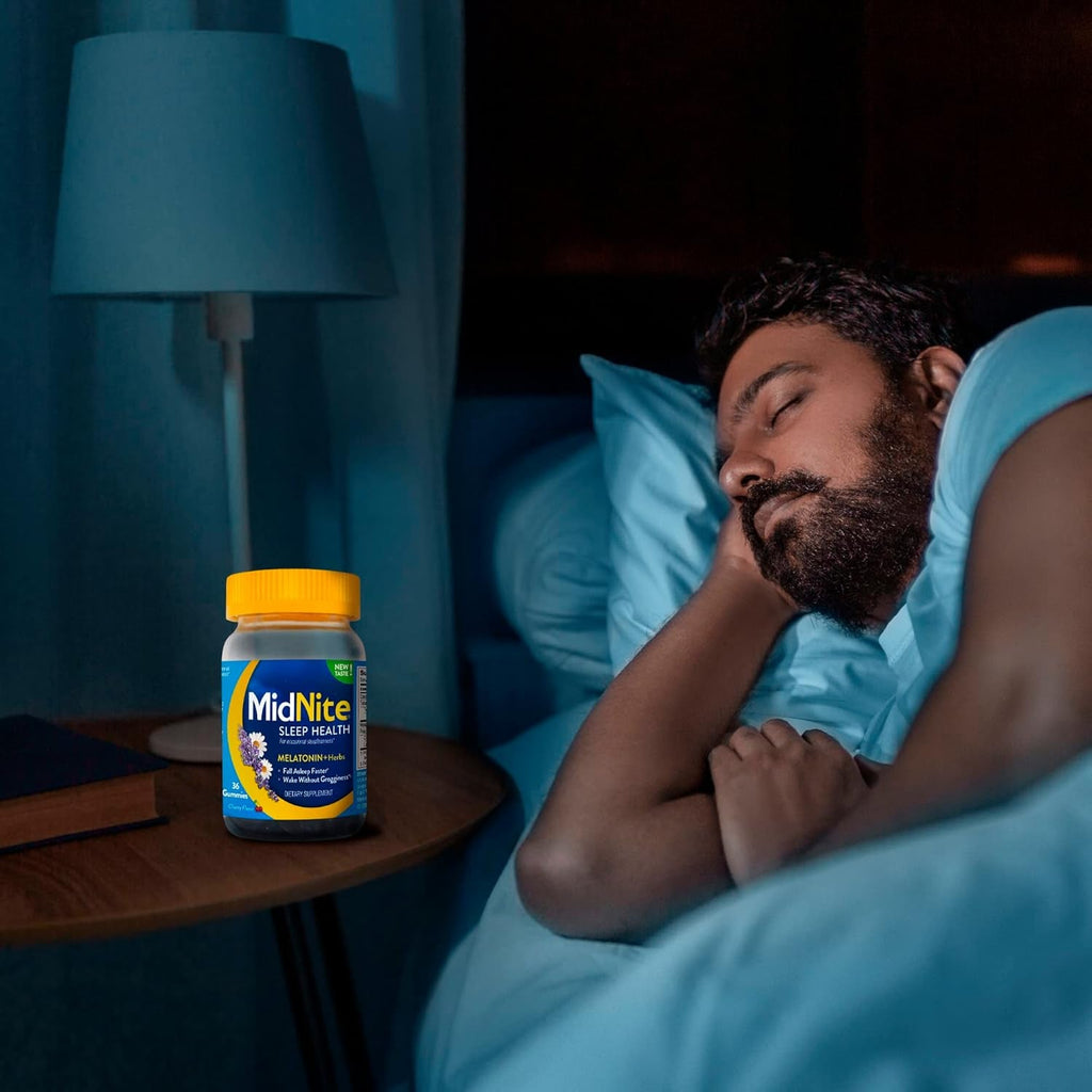 Midnite Deep Sleep Extra Strength, 10 Mg Melatonin Sleep Aid, Non-Habit Forming, Herbal Dietary Supplement for Adults, Drug-Free, Gluten-Free, and Lactose-Free, Vegetarian-Friendly, 36 Gummies