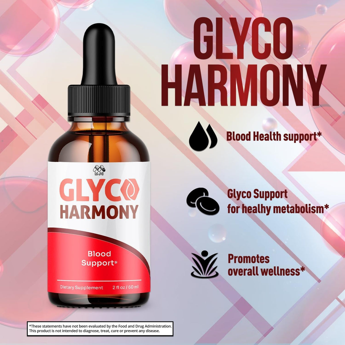 Glyco Harmony Drops, Official Glyco Harmony Liquid Supplement with All Natural Ingredients, Glycoharmony Blood Support Max Strength Health & Wellness Vitamin Supplement (2 Bottle Bundle, 60 Servings)