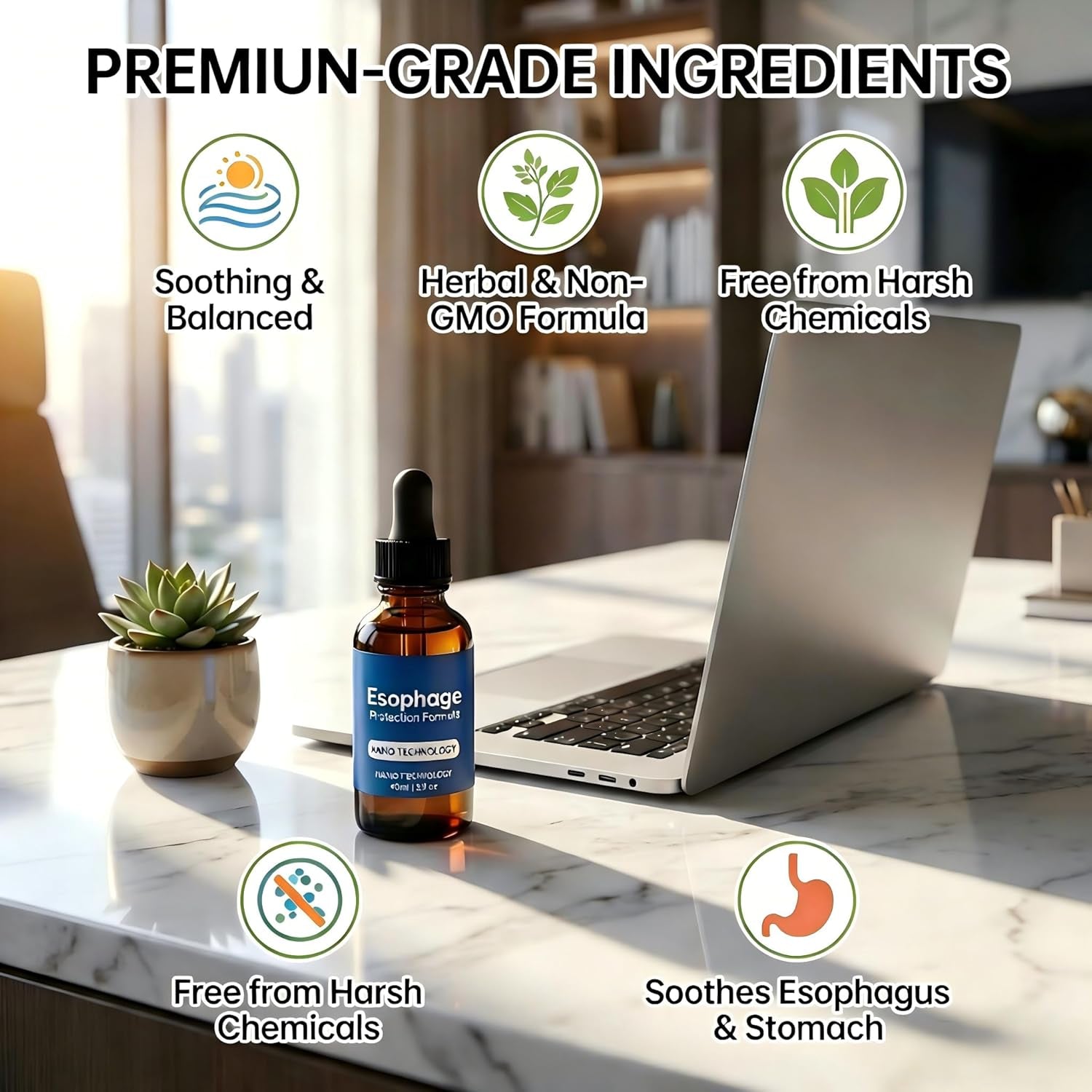 Nano Powered Esophageal Drops - Eases Digestive Discomfort & Promotes a Healthy Throat and Stomach Environment - 2 Fl Oz