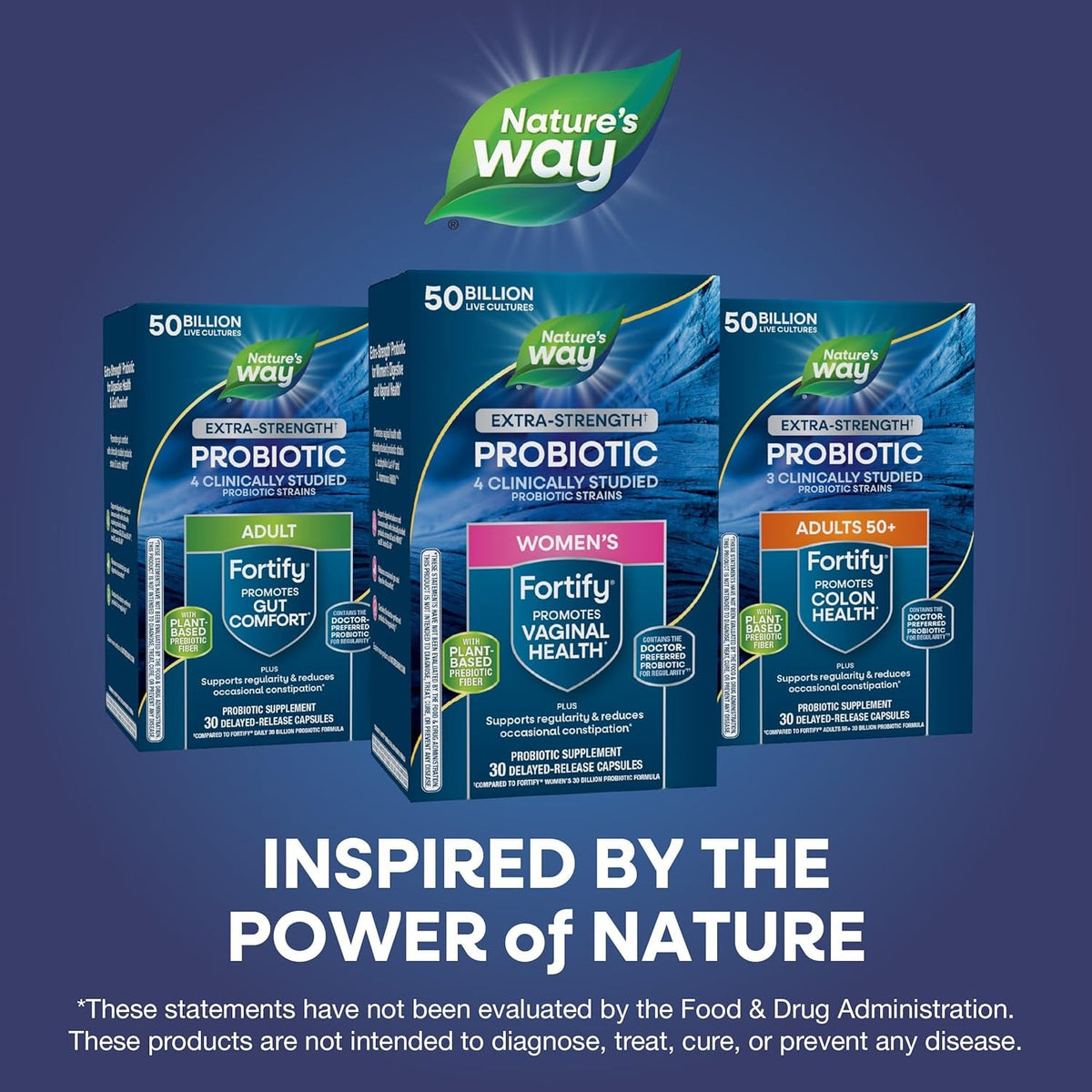 Nature'S Way Fortify Extra Strength Women’S Probiotic 50 Billion CFU, Potent Multi-Strain Probiotic for Digestive, Vaginal and Immune Support*, Once-Daily Capsule, 30 Capsules
