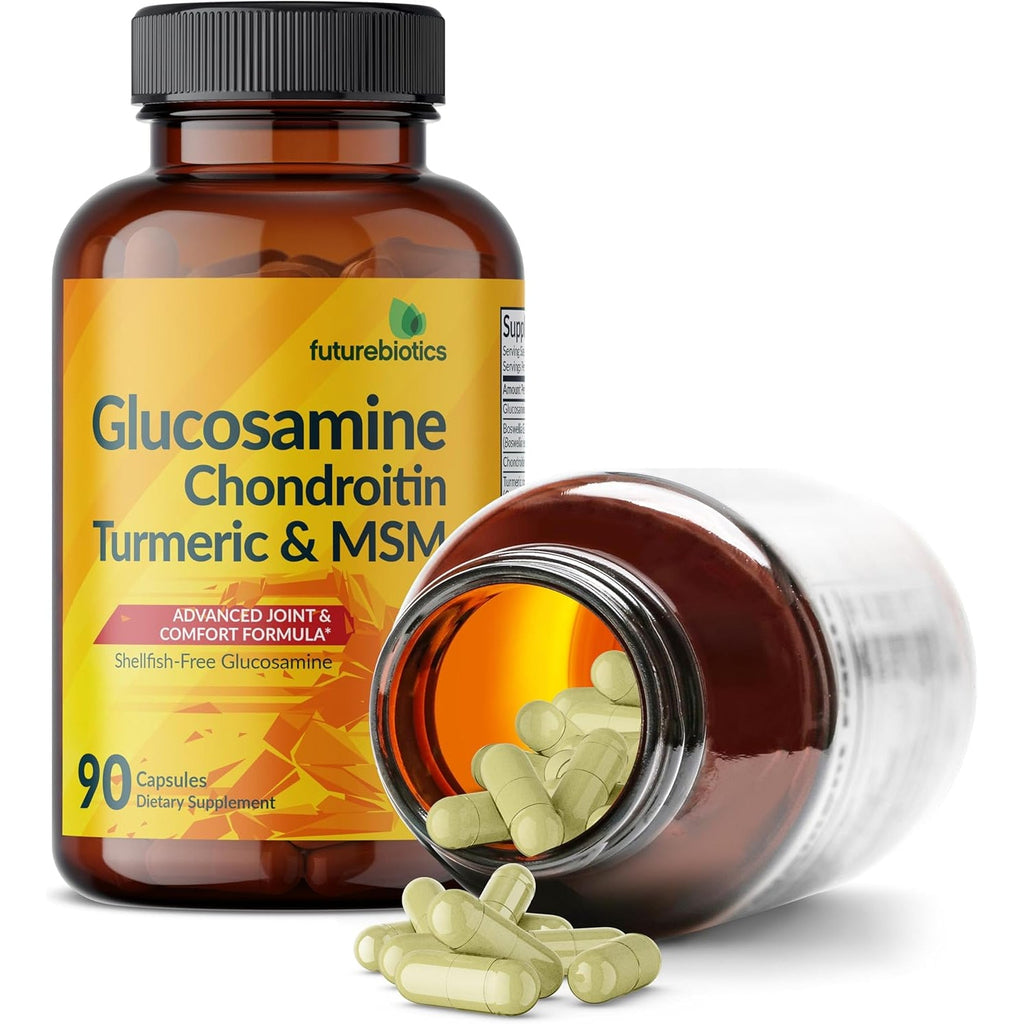 Futurebiotics Glucosamine Chondroitin Turmeric & MSM Advanced Joint Formula, Supports Healthy Joints & Mobility - Non-Gmo, 90 Capsules
