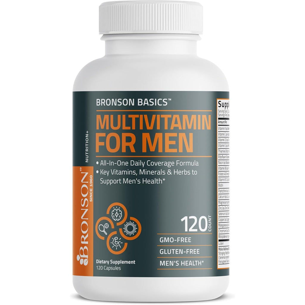 Bronson Multivitamin for Men All-In-One Daily Coverage Formula Key Vitamins, Minerals & Herbs to Support Men'S Health, 120 Capsules