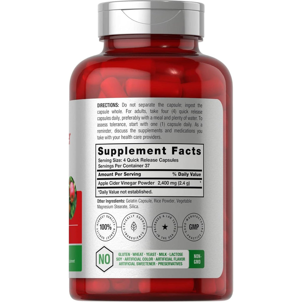 Horbäach Apple Cider Vinegar Capsules | 2400Mg | 150 Count | Non-Gmo, Gluten Free Supplement
