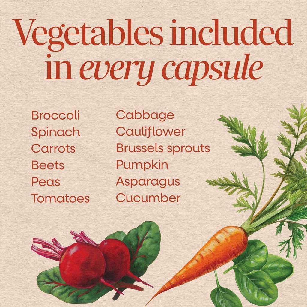 Nature'S Way Garden Veggies, Vegetable Supplement Capsules, Plant-Powered Powder Blend Made with 12 Different Vegetables, Green Superfood Veggie Blend for Daily Wellness, 60 Capsules