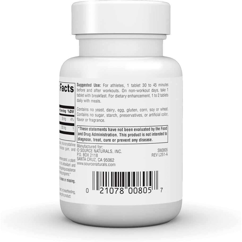 Source Naturals Athletic Series, Trans-Ferulic Acid, Antioxidant Support* - 250Mg -60 Tablets