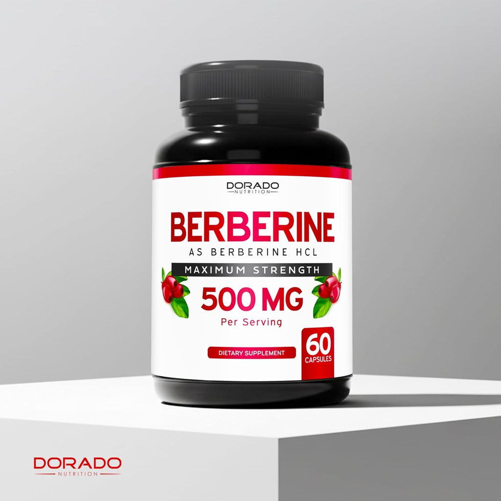Berberine Supplement 500Mg per Serving (60 Capsules) Berberine HCL for Gut Health Support for Men and Women - Premium Supplements for Adults - Third Party Tested - Vegan Capsules & USA Made