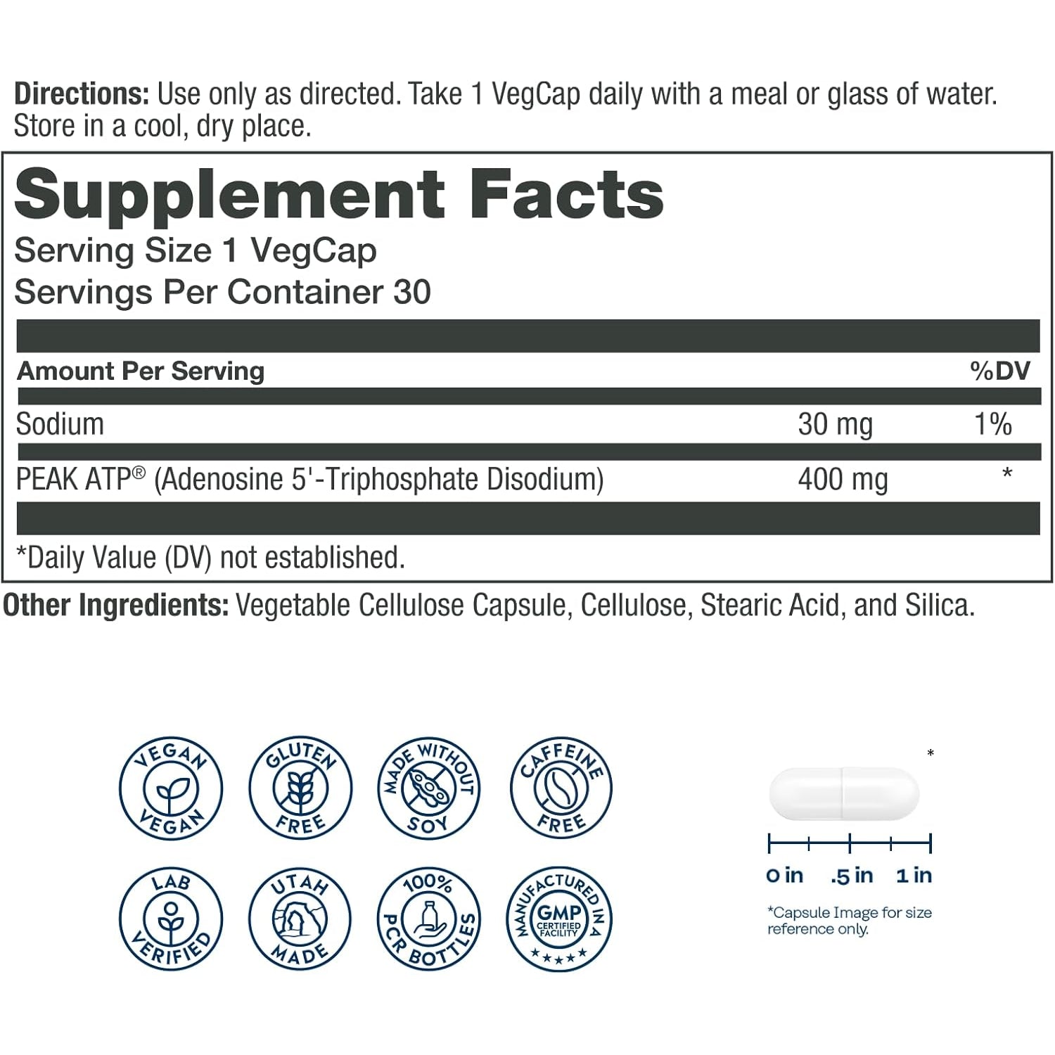 SOLARAY Peak ATP®, 400 Mg, 30 Vegcaps