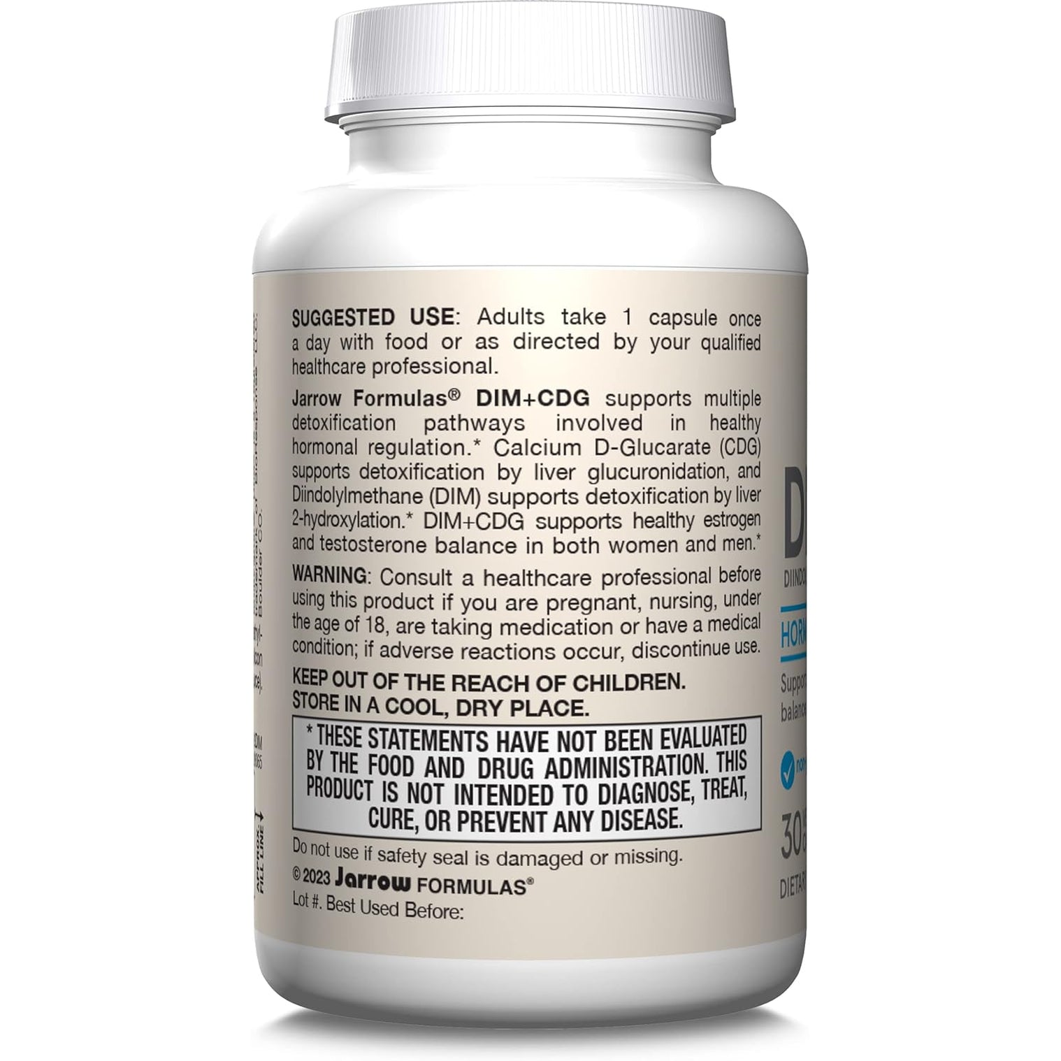Jarrow Formulas - DIM plus CDG Veggie Capsules - 30 Count - DIM Supplement for Hormone Balance - Non-Gmo, Gluten-Free