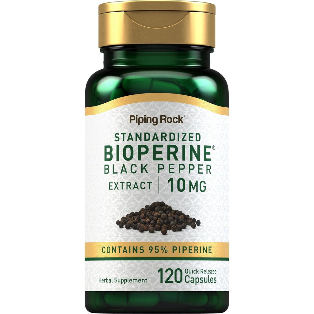 Piping Rock Bioperine Supplement 10Mg | 120 Capsules | Black Pepper Extract | 95% Piperine | Gluten Free, Non-Gmo