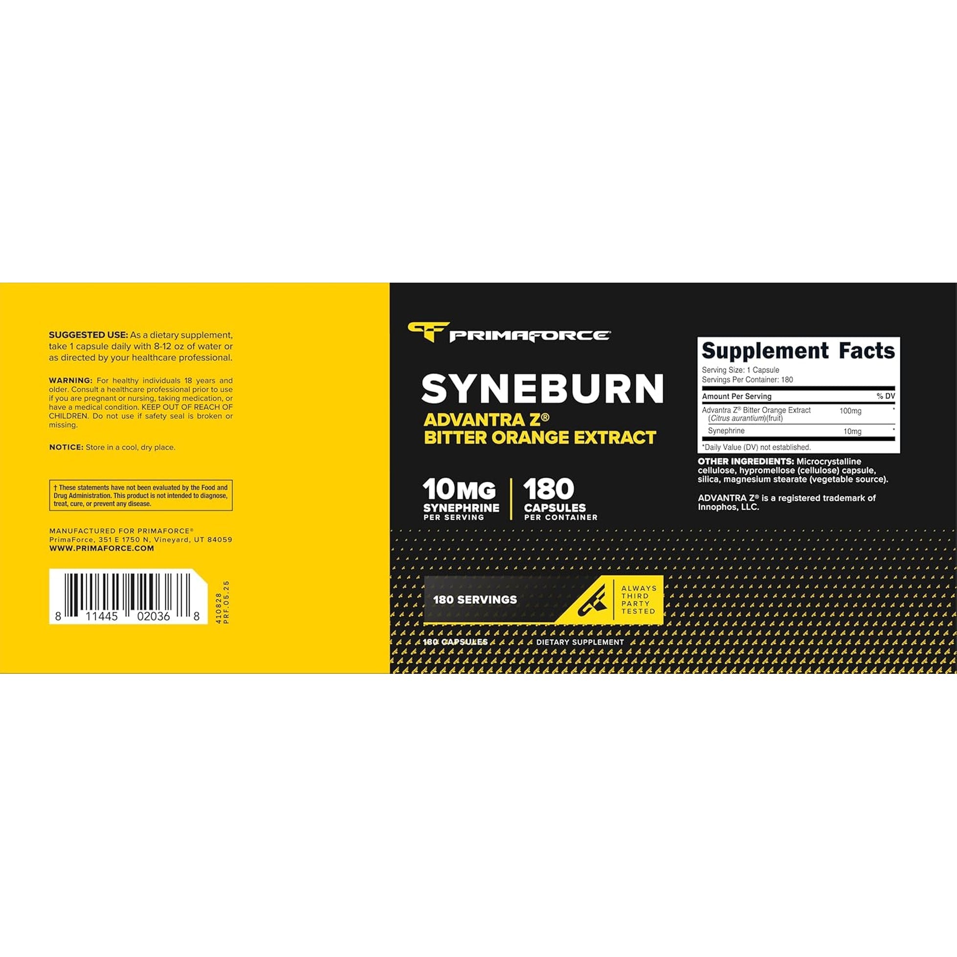Primaforce Syneburn Supplement, 180 Capsules – Synephrine from ADVANTRA Z