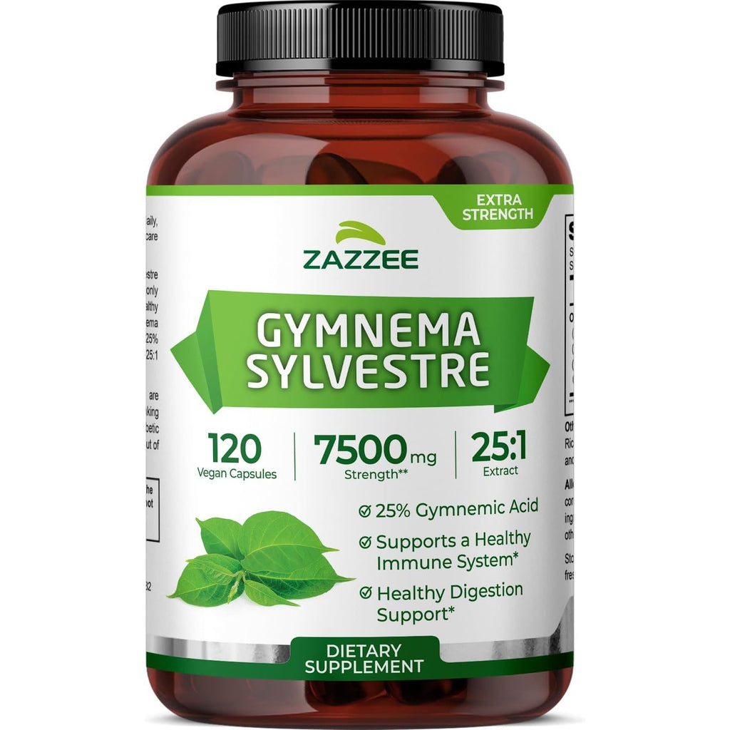 Zazzee USDA Organic Gymnema Sylvestre 25:1 Extract, 25% Gymnemic Acid, 120 Vegan Capsules, 4 Month Supply, All-Natural Botanical Support, Concentrated 25X Extract, Non-Gmo, Made in the USA