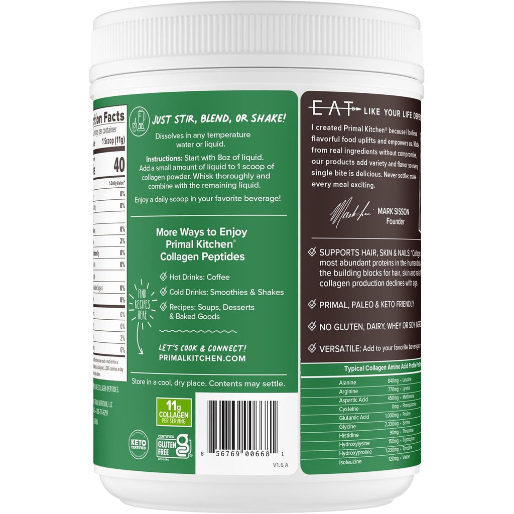 Primal Kitchen Collagen Peptides, Unflavored Collagen Powder, 1.2 Pounds