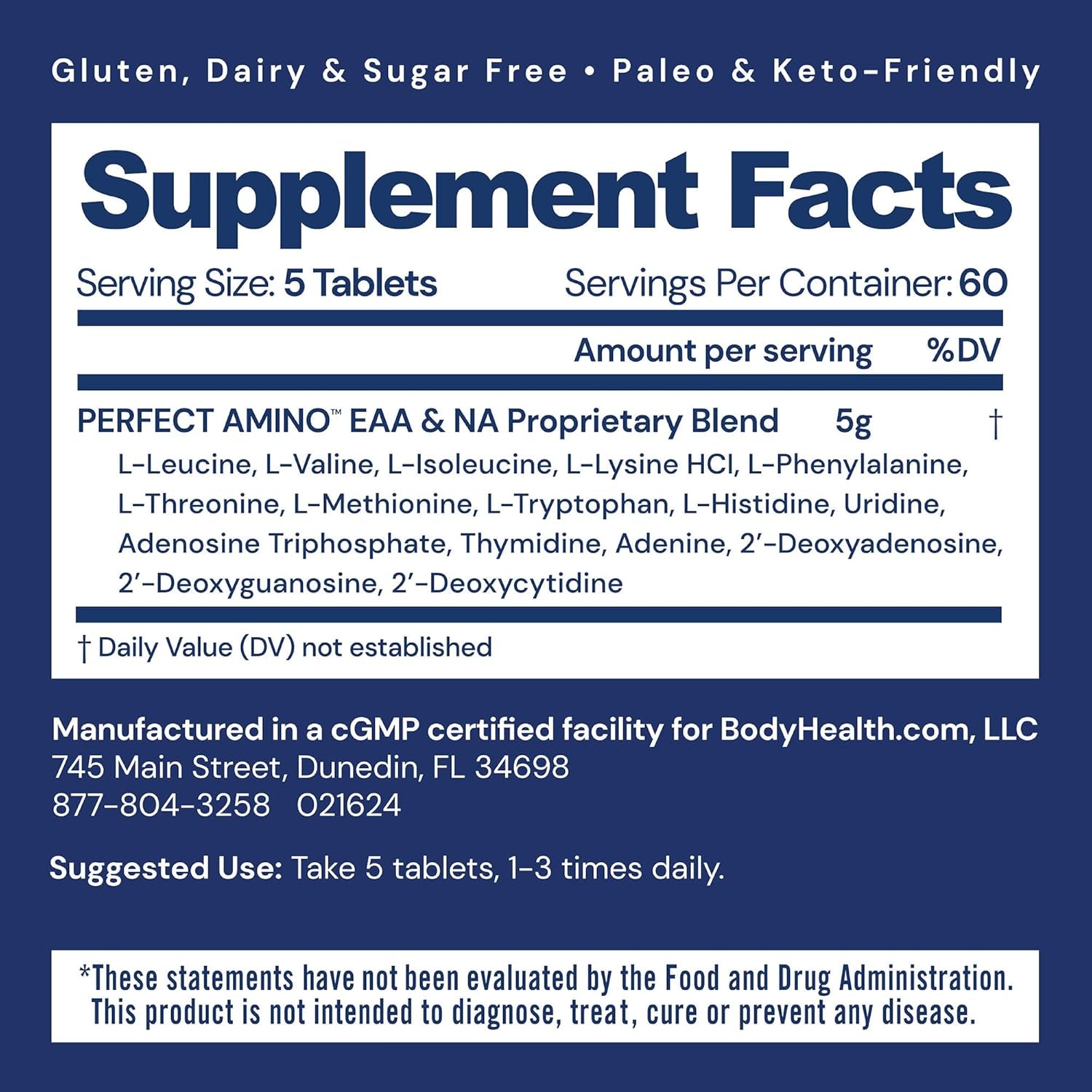 Bodyhealth Perfectamino (300 Tablets) Essential Amino Acid Supplement with BCAA and EAA, Muscle Recovery, Boost Energy & Stamina, 99% Utilization, Vegan Branched Chain Protein Pre/Post Workout