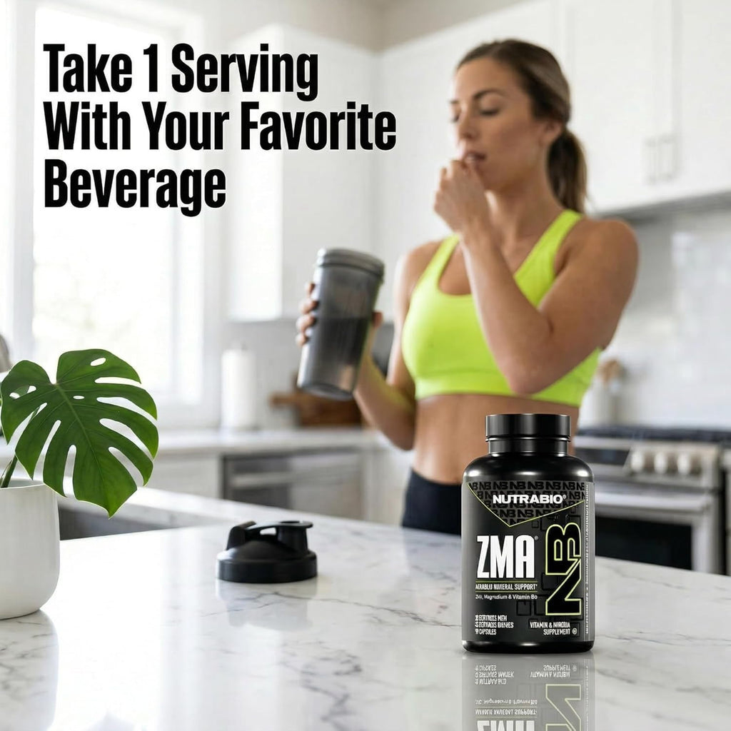 Nutrabio ZMA Supplements for Men & Women- Zinc Magnesium Supplements to Support Hormone Levels, Peak Performance, Sleep, Muscle Recovery, Immune Health, 180 Ct.
