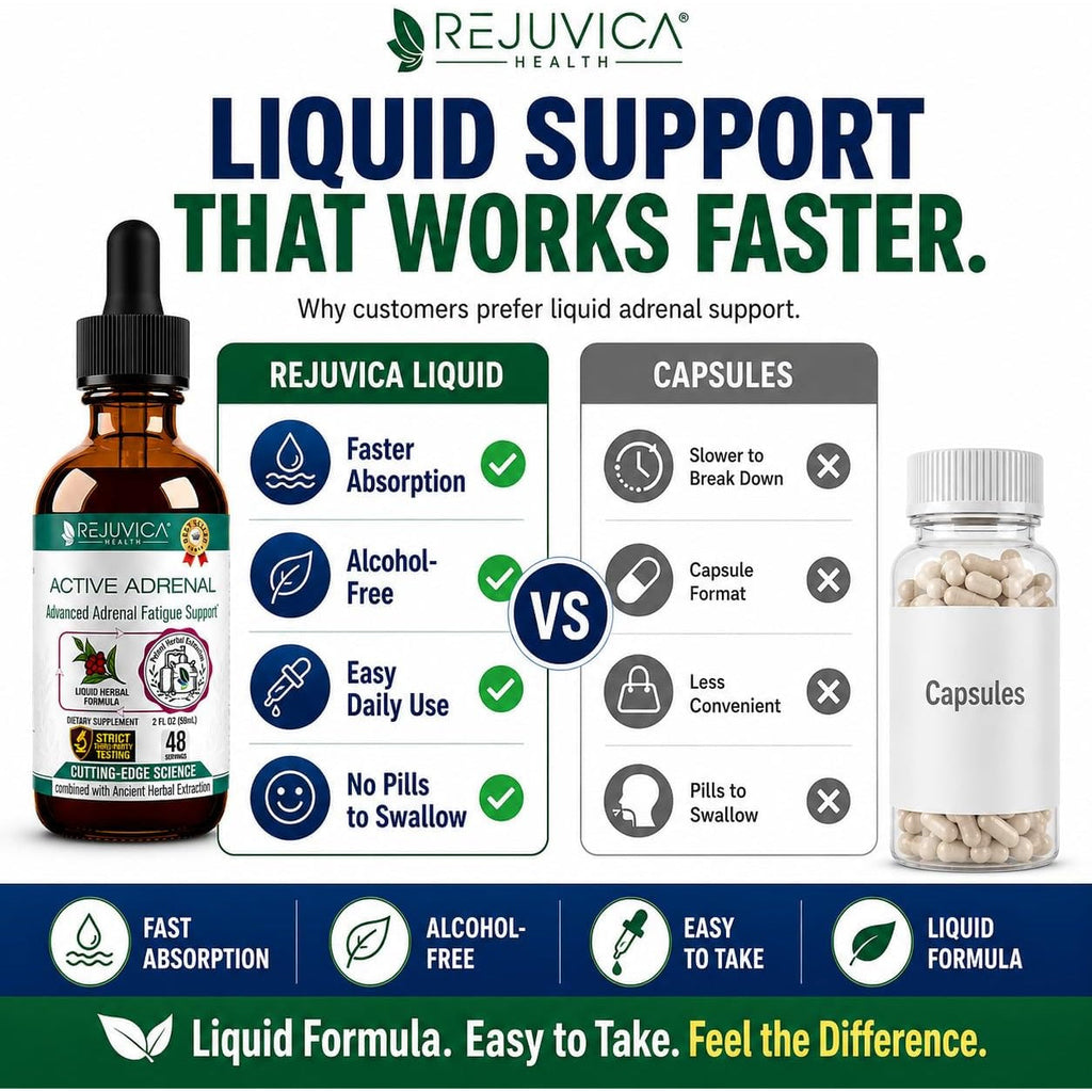 Rejuvica Health Active Adrenal - Advanced Adrenal Support Tincture - Liquid Delivery for Better Absorption - Ashwagandha, B-Vitamins, Magnesium and More