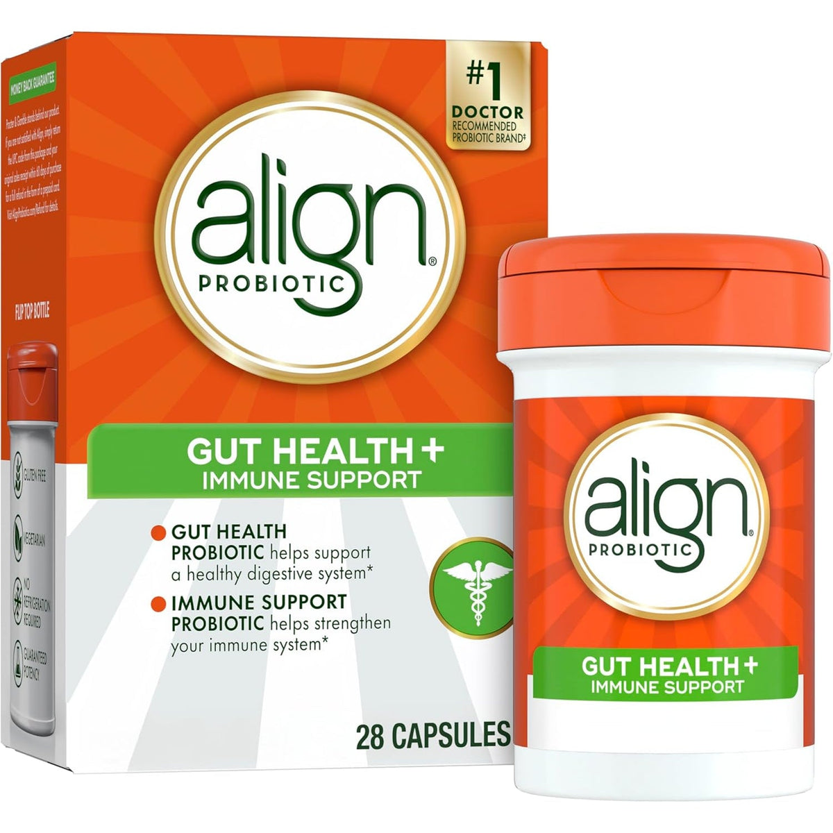 Align Probiotic, Gut Health + Immune Support Probiotic, Probiotics for Women and Men, Probiotics for Digestive Health and Immune Health, #1 Doctor Recommended Brand‡, 28 Capsules