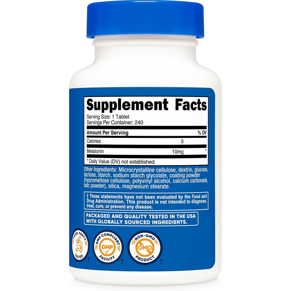 Nutricost Melatonin 10Mg, 240 Tablets - 10Mg per Serving, Non-Gmo, Gluten Free