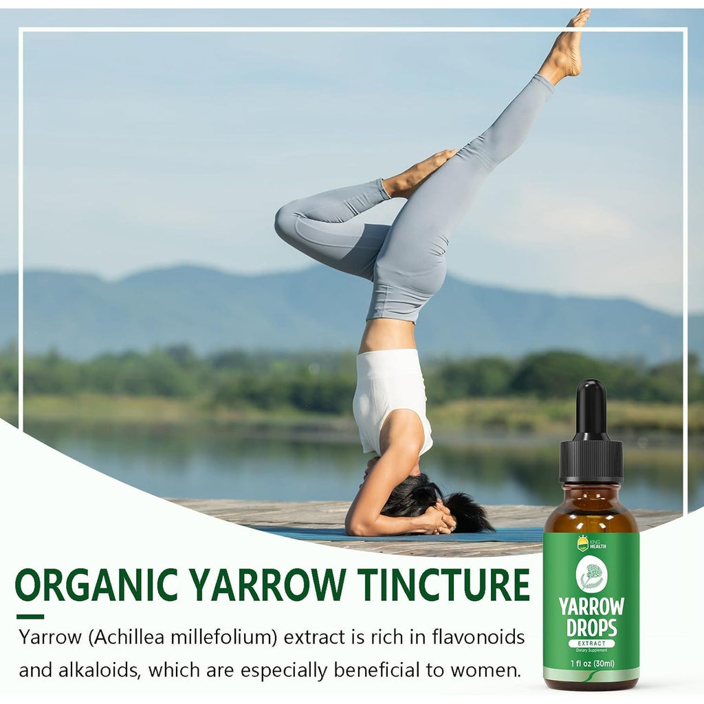 Yarrow Herb Tincture, Organic Yarrow Extract Liquid, GMP Certified, 98% Absorption, Non-Gmo, Vegan, Gluten Free, Alcohol Free- 1 Fl Oz