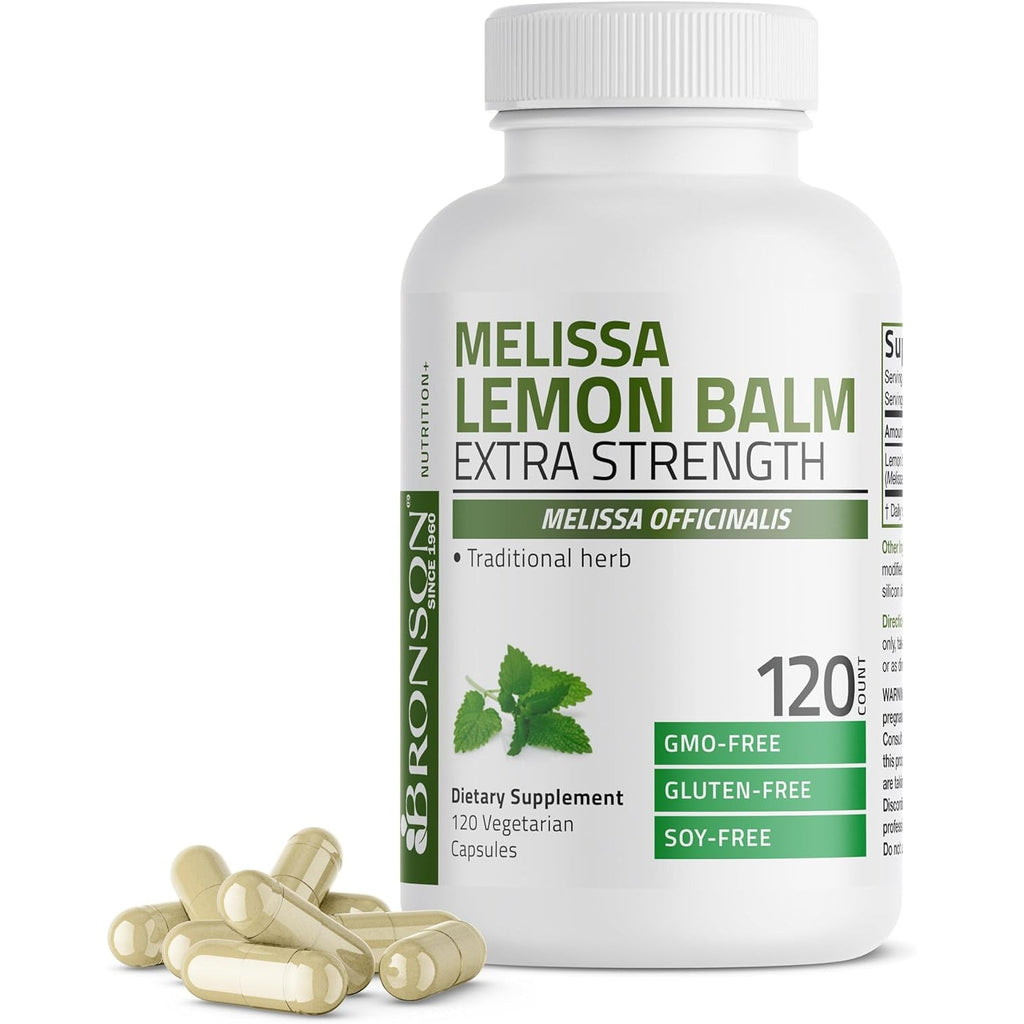 Bronson Melissa Lemon Balm Extra Strength, Non-Gmo, 120 Vegetarian Capsules