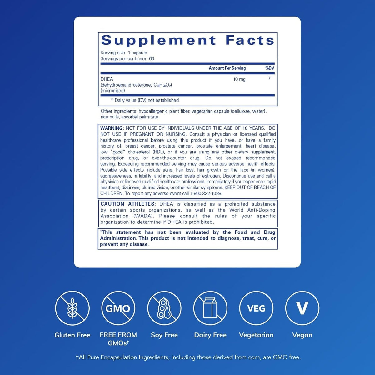 Pure Encapsulations DHEA 10 Mg - Adrenal Supplement for Immune Support, Metabolism & Hormone Balance - with Micronized DHEA - 60 Capsules