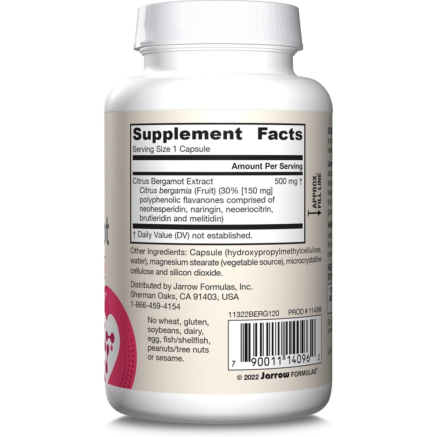 Jarrow Formulas Citrus Bergamot Supplement 500 Mg - 120 Servings (Veggie Caps) - Antioxidant Support for Cardiovascular & Metabolic Health - Dietary Supplement - Vegan Gluten-Free- Use with Qh-Absorb
