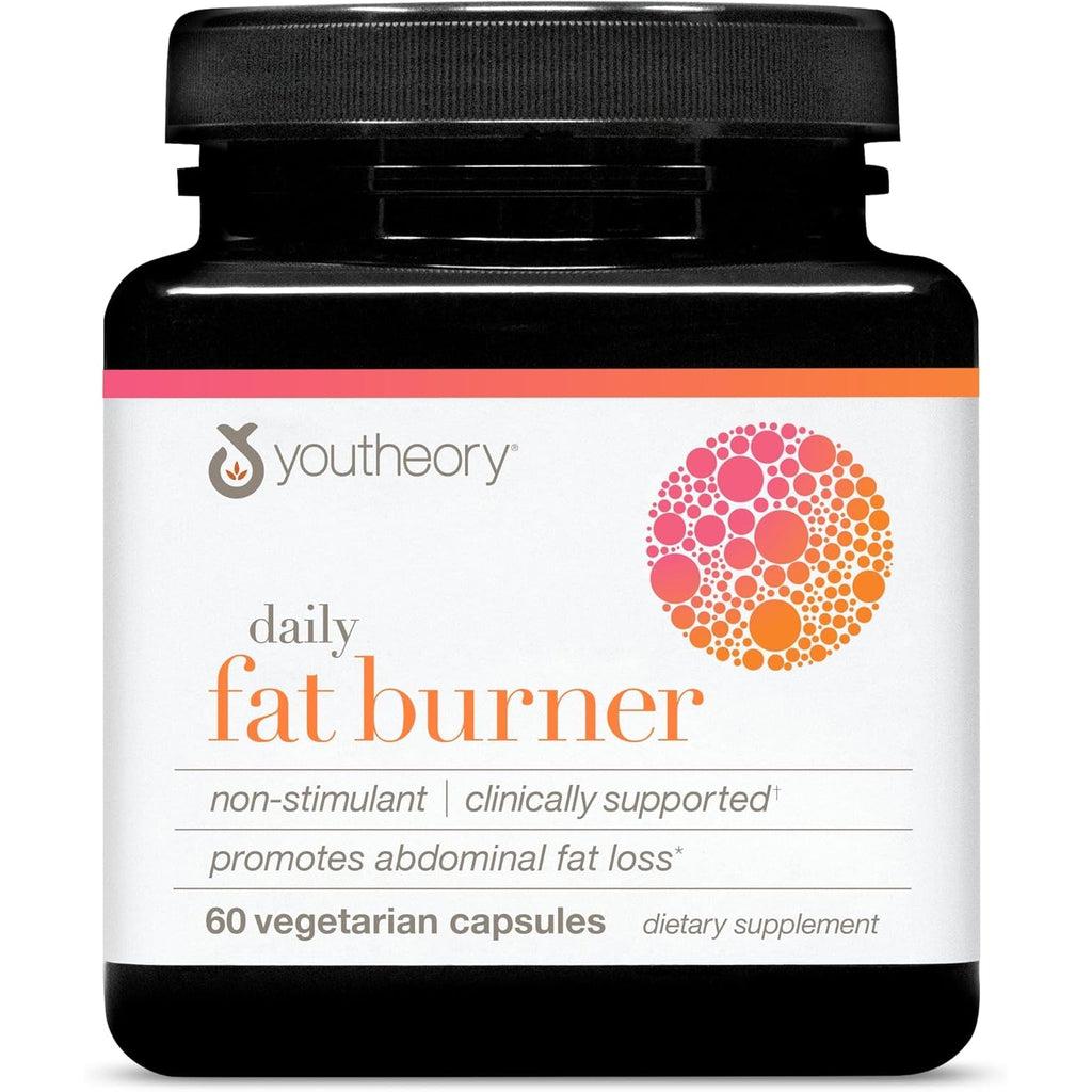 Youtheory Daily Fat Burner - Supports Body Composition & Metabolism - with Citrus Fruit Blend, Chromium & Cayenne Extract - Gluten, Soy & Dairy Free - 60 Vegetarian Capsules
