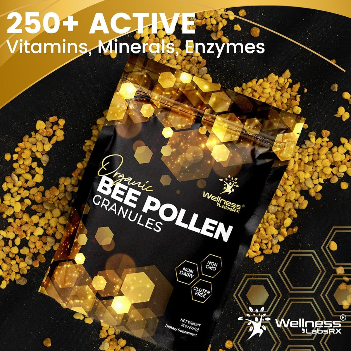 Bee Pollen Granules Third-Party Tested, 1 Lbs. - Bee Pollen for Women, Keto-Friendly Super Food Supplement Packed with Proteins, Vitamins & Minerals - Immune Support, Energy Boost, Digestive Wellness