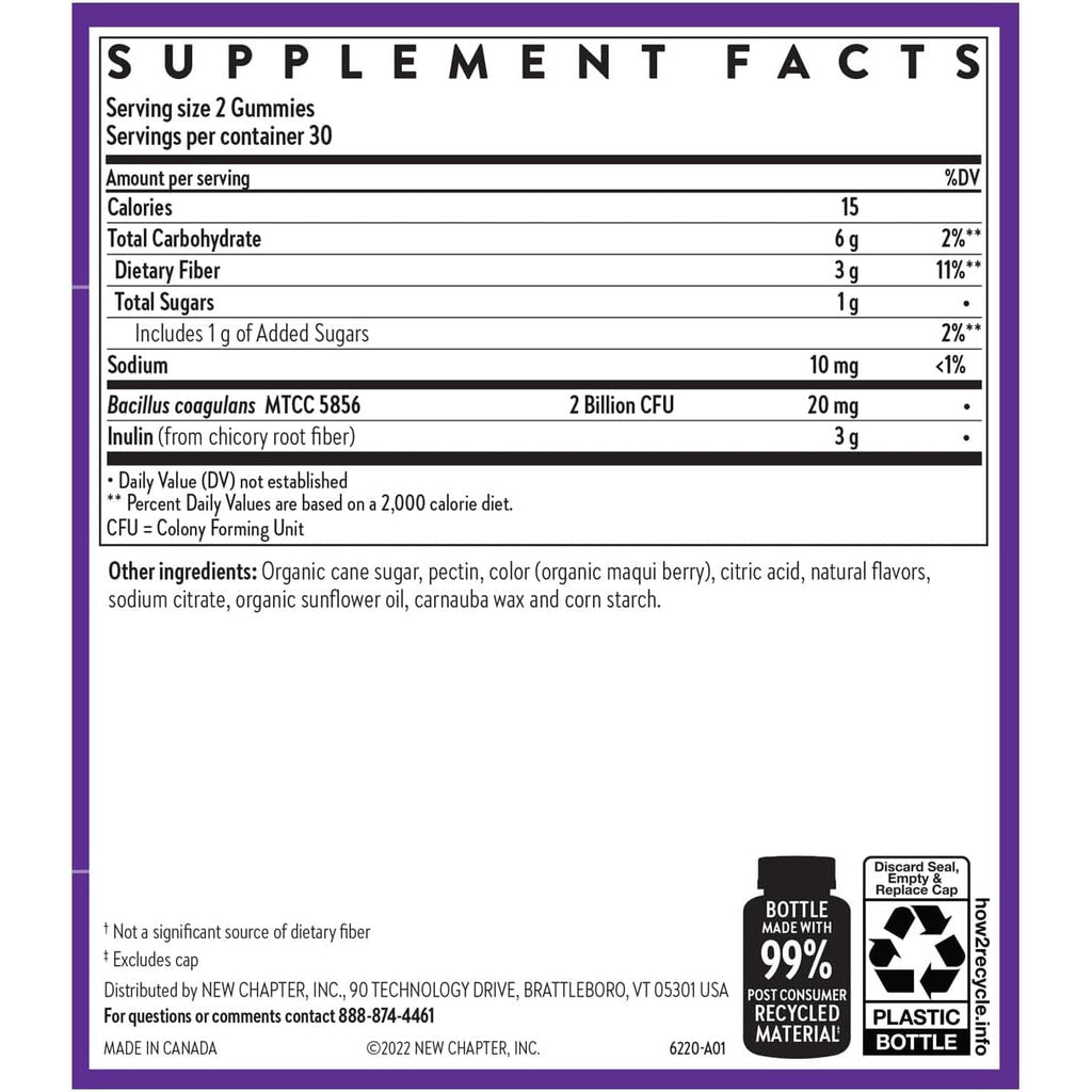New Chapter Probiotic Gummies for Women and Men, All-Flora (1 Month Supply) – 55% Less Sugar+, Formulated for Holistic Gut Health Support with Probiotics + Prebiotic Fiber + 100% Vegan + Non-Gmo