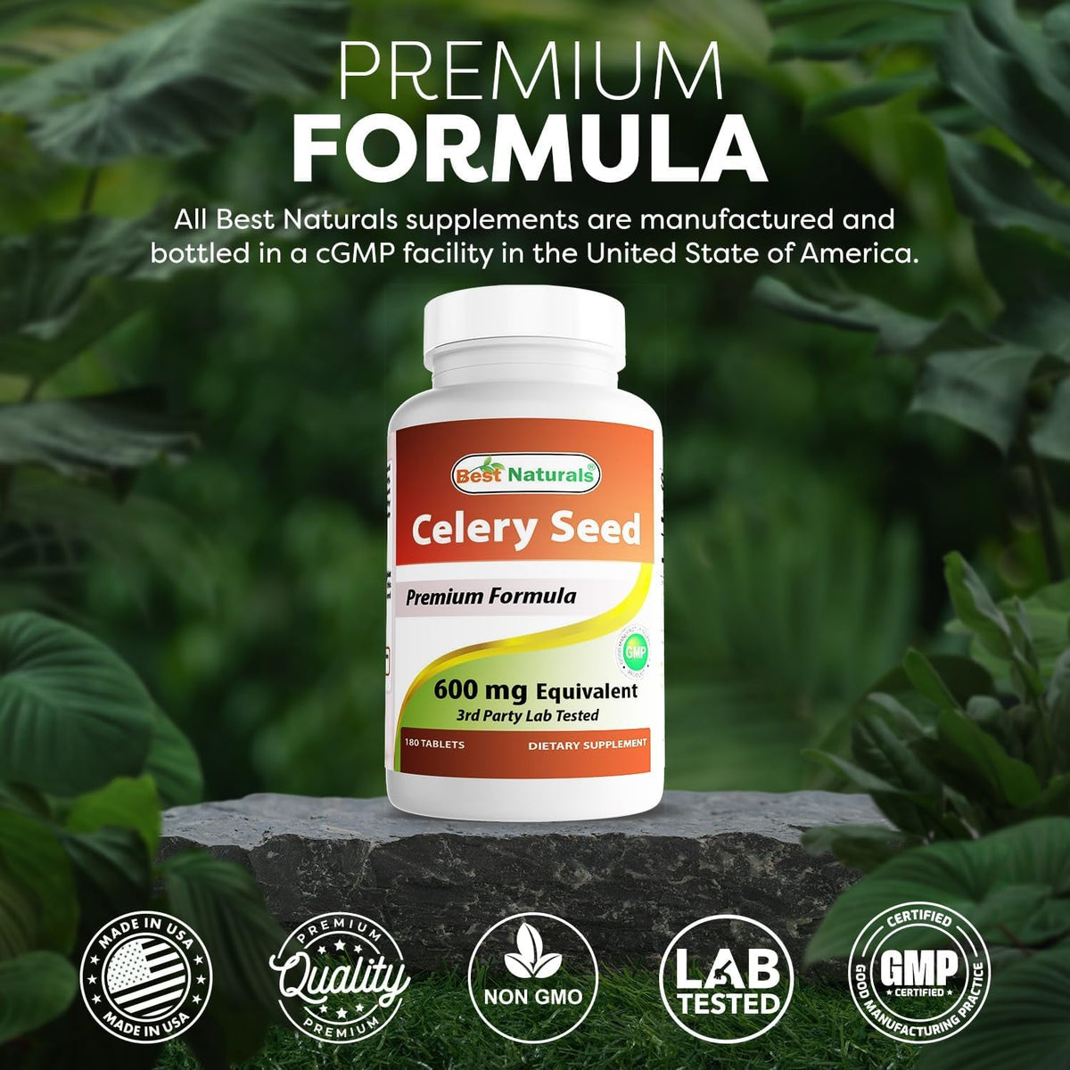 Best Naturals Celery Seed 600 Mg Tablet, 180 Count (817716014401)