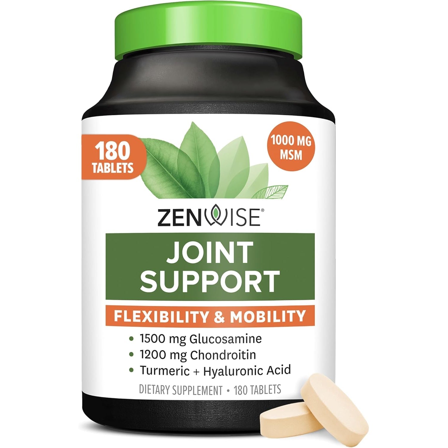 Zenwise Health Joint Support Supplement with Glucosamine Chondroitin MSM, Curcumin & Sulfate - Joint Health for Women & Men - Mobility & Flexibility Support for Knee, Cartilage & Bone - 180 Count