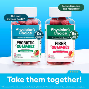Physician'S CHOICE Probiotic Gummies with Vitamin D & Prebiotic Fiber - Sugar Free - 1B Cfus of Clinically Studied Probiotic - Supports Immune & Gut Health for Women & Men - Watermelon Flavor - 90CT
