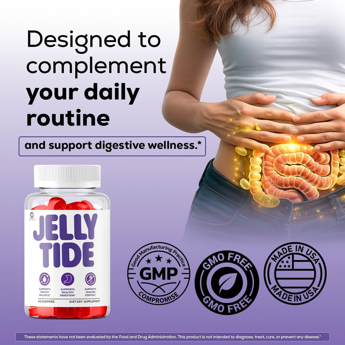 Jelly Tide Gummies - Official Jellytide Advanced Formula Premium plus Gummys All Natural Maximum Strength Jellytidegummies Support Vitamins Overall Health & Wellness, 60 Gummies for 1 Month