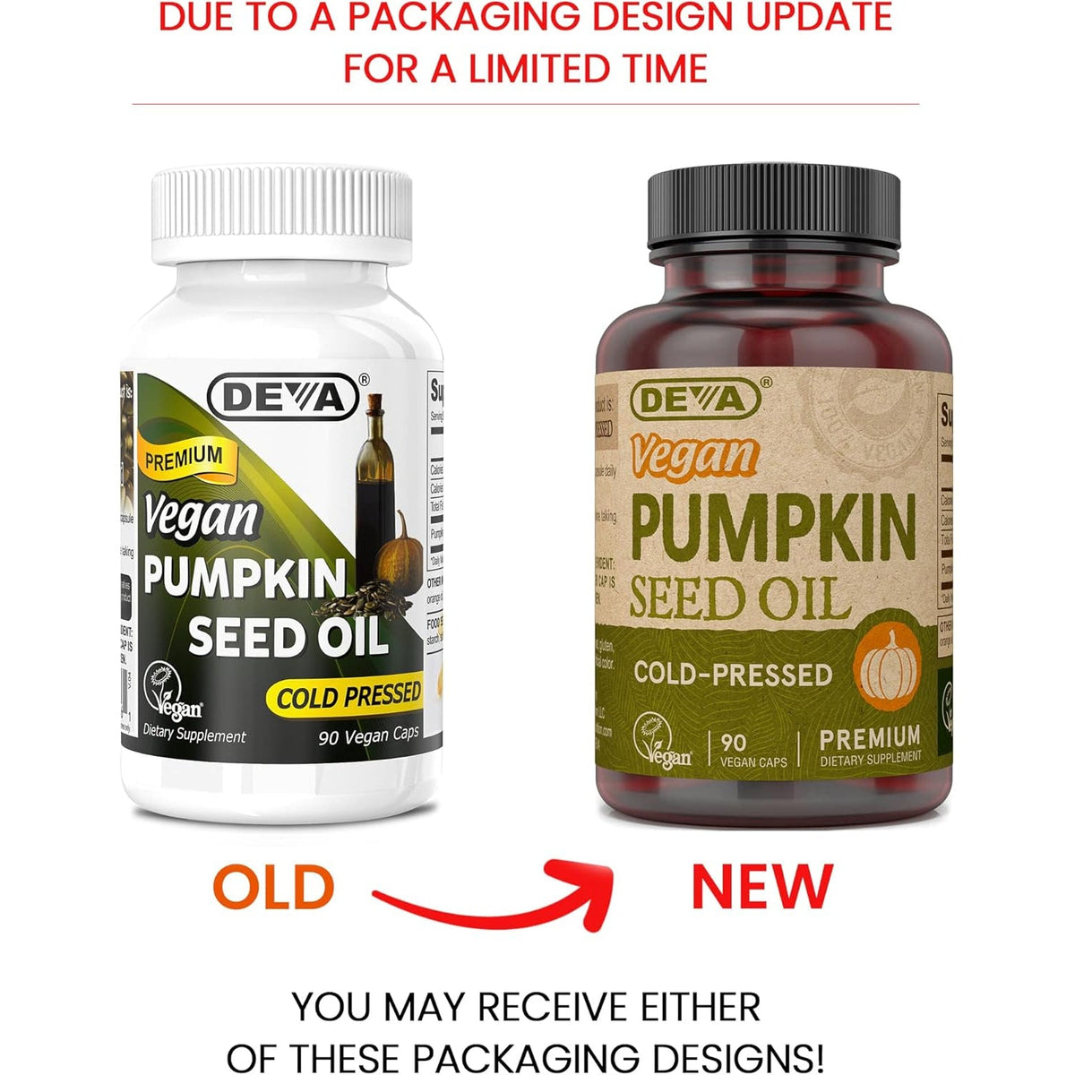 DEVA Nutrition Vegan Pumpkin Seed Oil 500 Mg, Cold-Pressed & Unrefined - 90 Capsules, 1-Pack