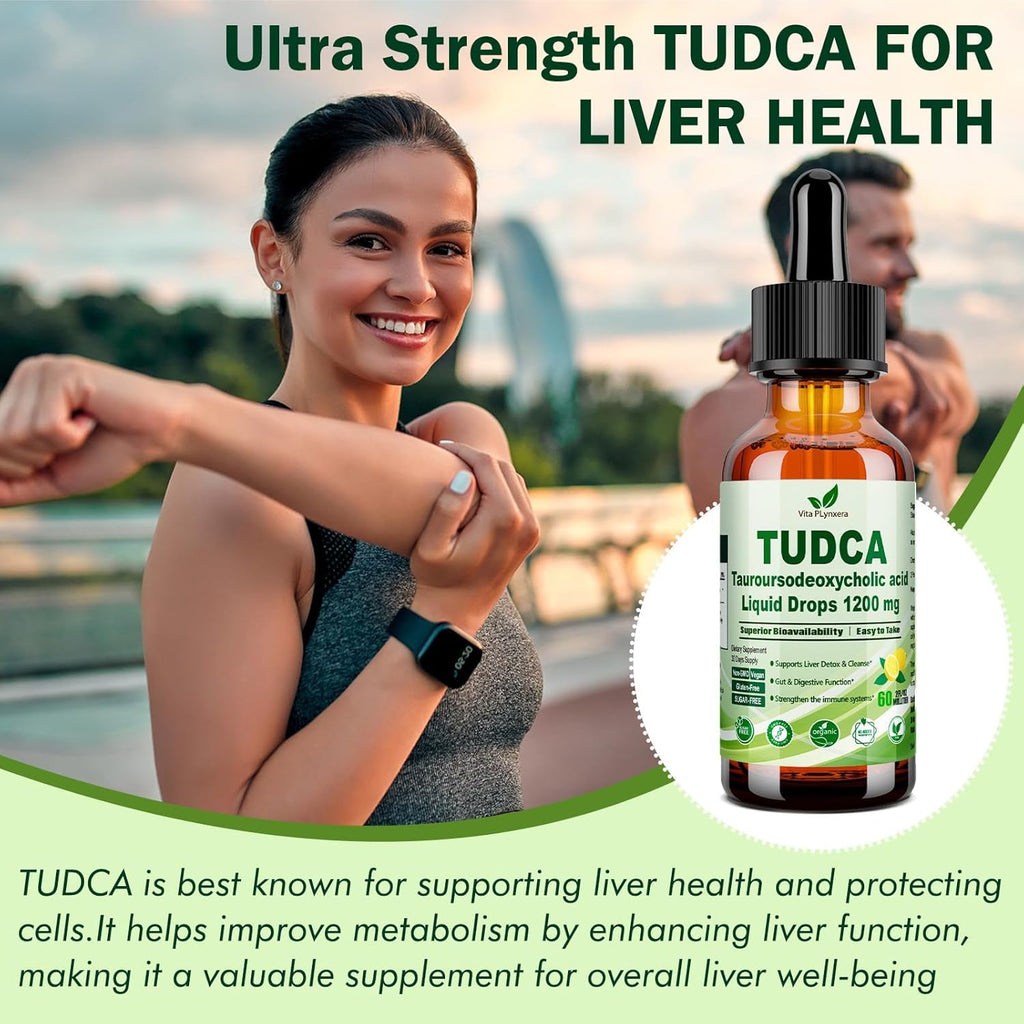 Pure TUDCA Bile Salts Liquid Drops 1200Mg (Tauroursodeoxycholic Acid) Premium Liver Support, Bile Flow & Gallbladder Cleanse Supplement丨High Absorption Liquid | Non-Gmo | 3Rd Party Tested | 2 Fl Oz