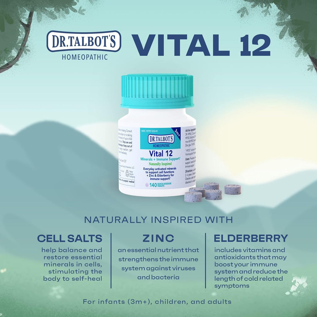 Dr. Talbot'S Vital 12 Tablets, Naturally Inspired, Minerals and Immune Support, Quick Dissolve, 140 Count