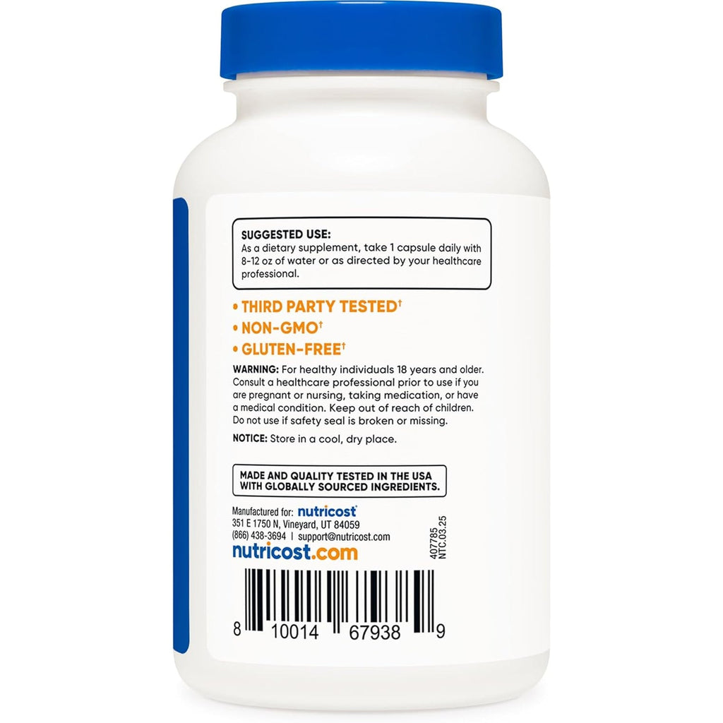 Nutricost L-Tryptophan 500Mg, 120 Capsules - with Bioperine, Gluten Free, Non-Gmo