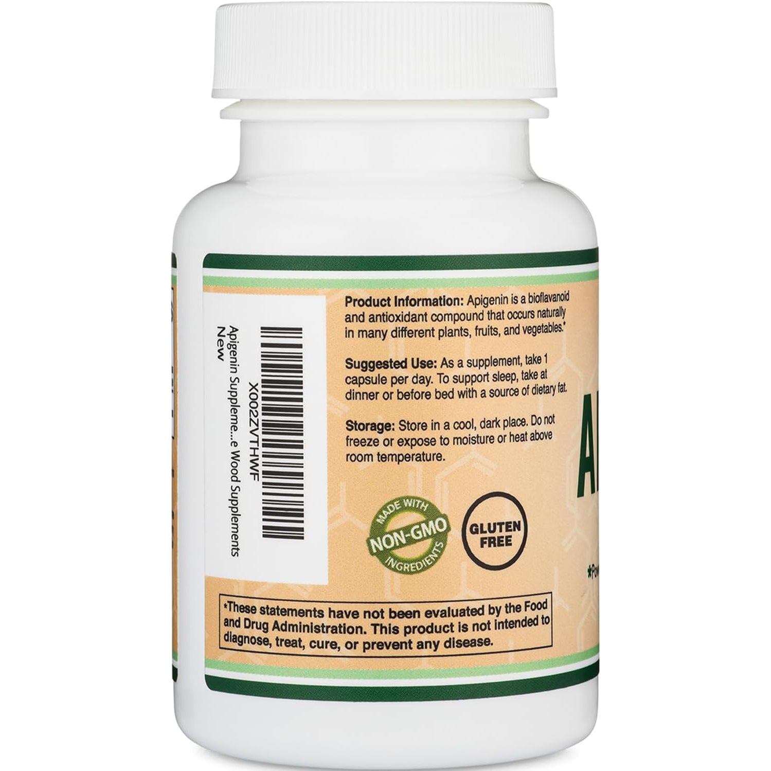 Apigenin Supplement - 50Mg per Capsule, 120 Count (Powerful Bioflavonoid Found in Chamomile Tea for Relaxation, Sleep, and Mood) Senolytic Flavonols for Aging (Gluten Free) by Double Wood