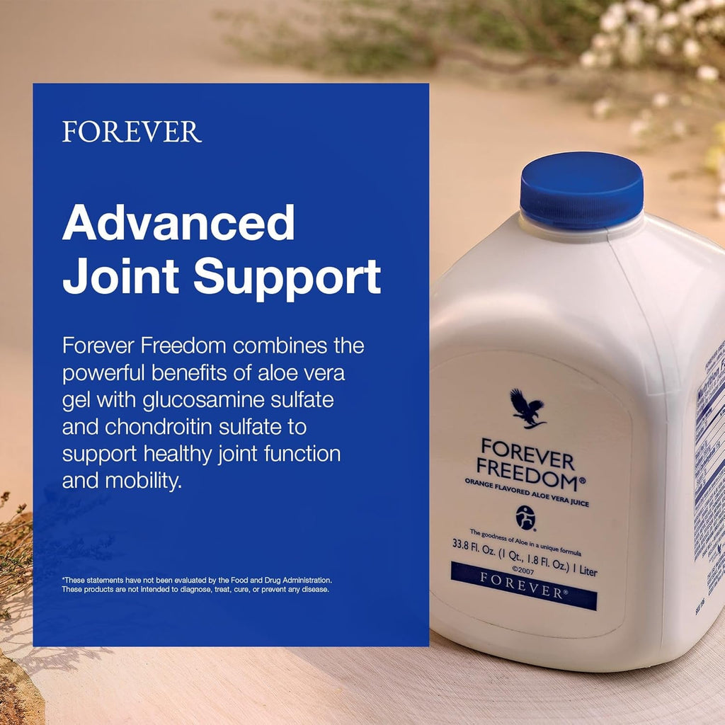 Forever Living - Forever Freedom - Aloe Vera Joint Support with Glucosamine and Chondroitin - Orange Flavor - 33.8 Fl Oz (Pack of 1)