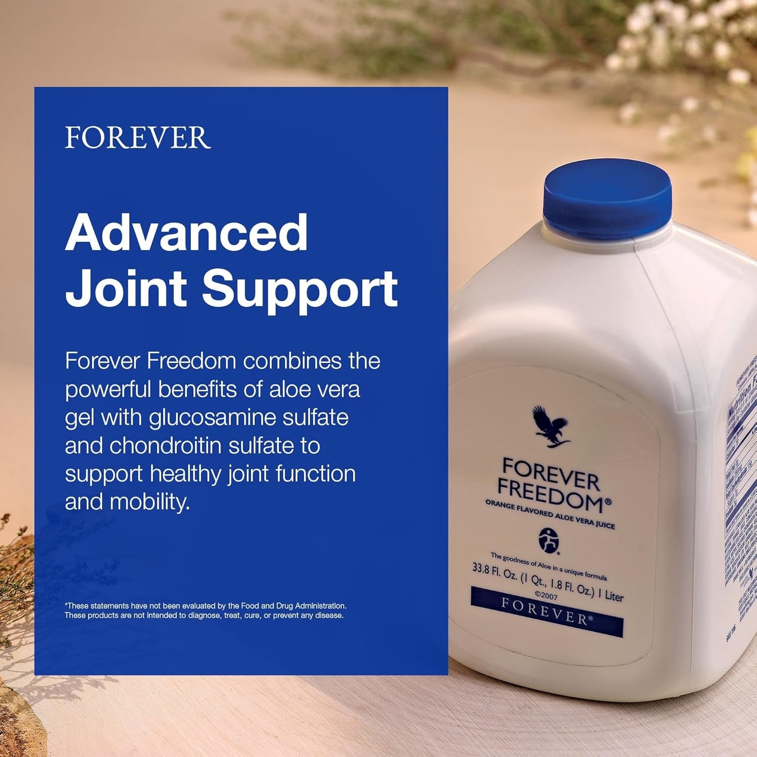 Forever Living - Forever Freedom - Aloe Vera Joint Support with Glucosamine and Chondroitin - Orange Flavor - 33.8 Fl Oz (Pack of 1)