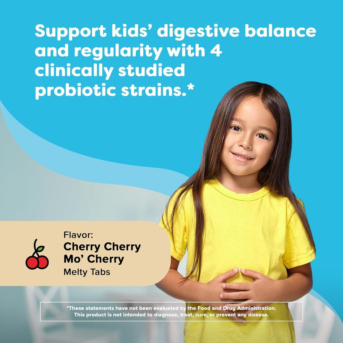 Renzo'S Kids Probiotic, Dissolvable Probiotics for Digestive Health & Immune Support, 60 Cherry-Flavored Melty Tabs