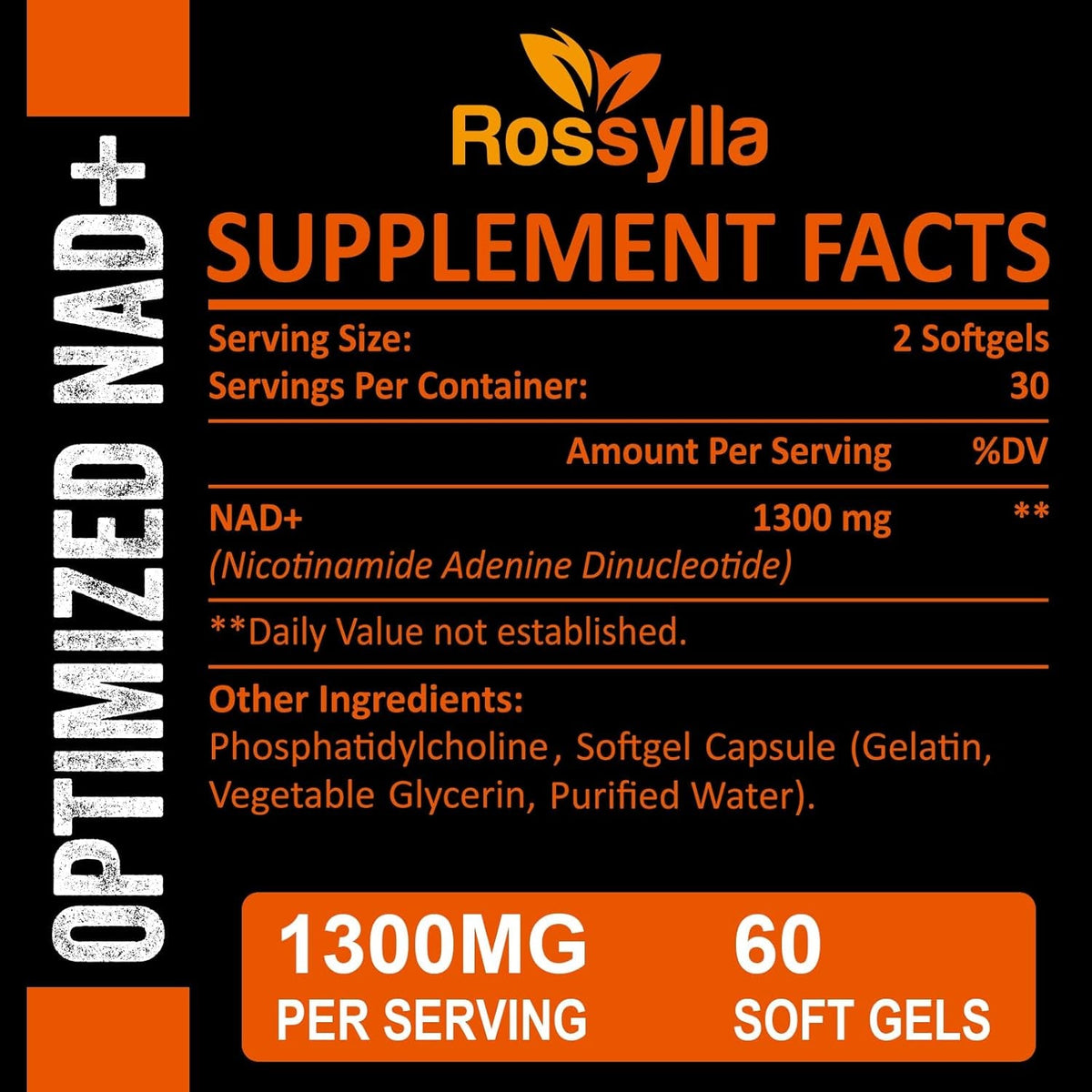 Liposomal NAD+ Supplement, 1300 Mg per Serving, NAD plus Supplement with Liposomal Delivery, Supports Cellular Energy and Healthy Aging, 120 Softgels