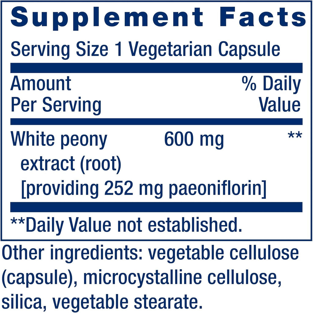 Life Extension Peony Immune, White Peony Root, Immune Health Support, Immune System, Gluten-Free, Non-Gmo, Vegetarian, 60 Capsules
