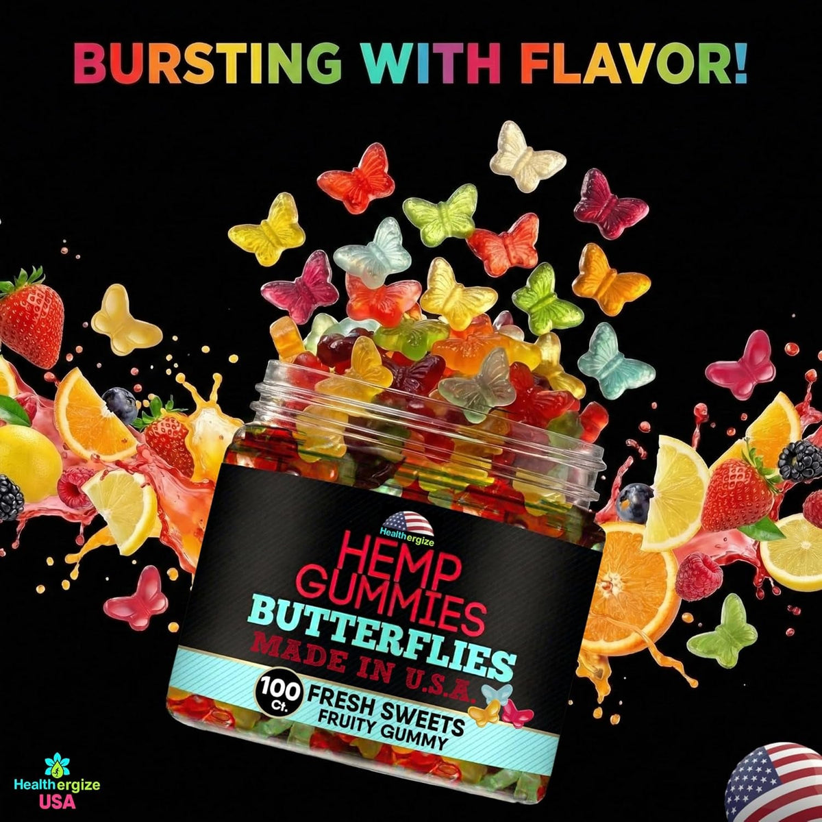 Hemp Gummies for Sleep-Delicious Butterflies Gummy Bears-10 Fresh Fruity Flavors-Natural Candy Edibles for Peace and Relaxation, Nighttime Rest, Calm & Relax-Made in USA-100 Count