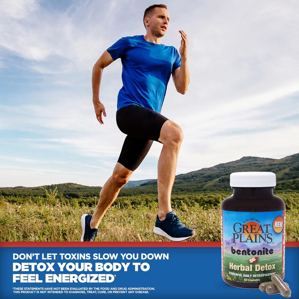 Yerba Prima Bentonite Clay plus Herbal Detox - 60 Veggie Capsules - Natural Cleansing Supplement