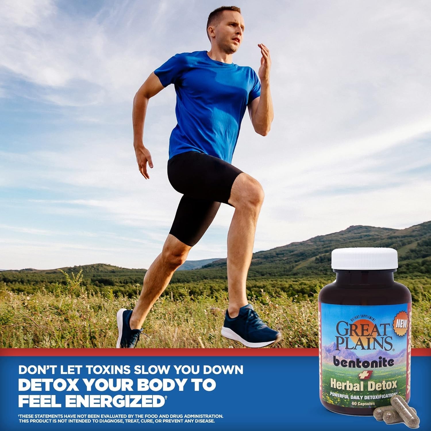 Yerba Prima Bentonite Clay plus Herbal Detox - 60 Veggie Capsules - Natural Cleansing Supplement