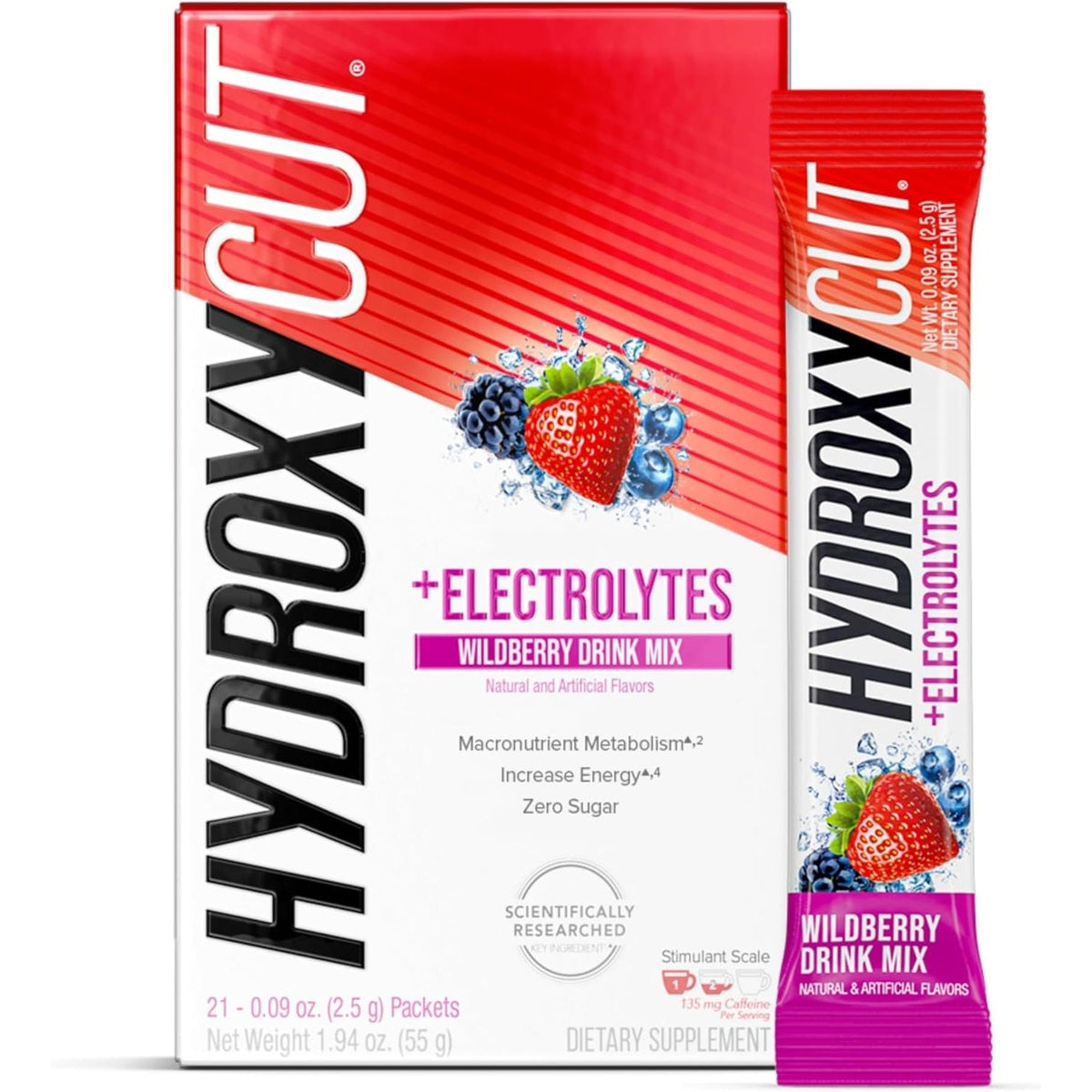 Hydroxycut Drink Mix - Advanced Result - Metabolism & Energy Support - C. Canephora Robusta Extract, 135 Mg Caffeine & B Vitamins - for Men & Women - Wildberry Blast - 21 Stick Packs