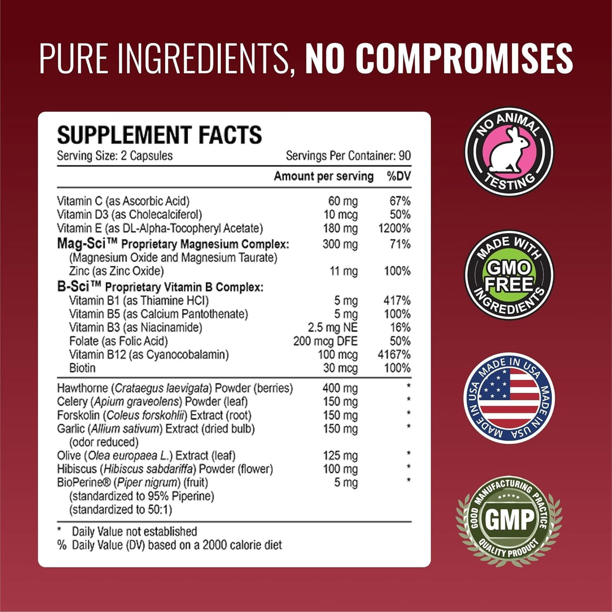 Approved Science Bloodsyl - Blood Pressure Support Supplement - Supports BP Levels Already within Normal Range - Hawthorn Berry, Garlic, Magnesium and Hibiscus Pills - Vegan - 180 Capsules, 3 Months