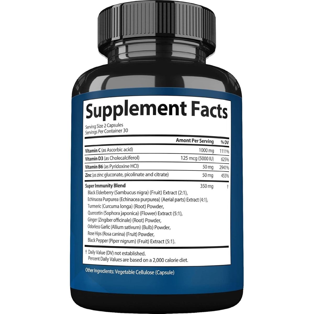 Strongvit Immune Support Supplement 12 in 1 Complex with Vitamin C, D3, Zinc, Echinacea, Elderberry, Ginger, Turmeric. Immune Defend for Men & Women, Non-Gmo, Gluten-Free, Vegan, USA