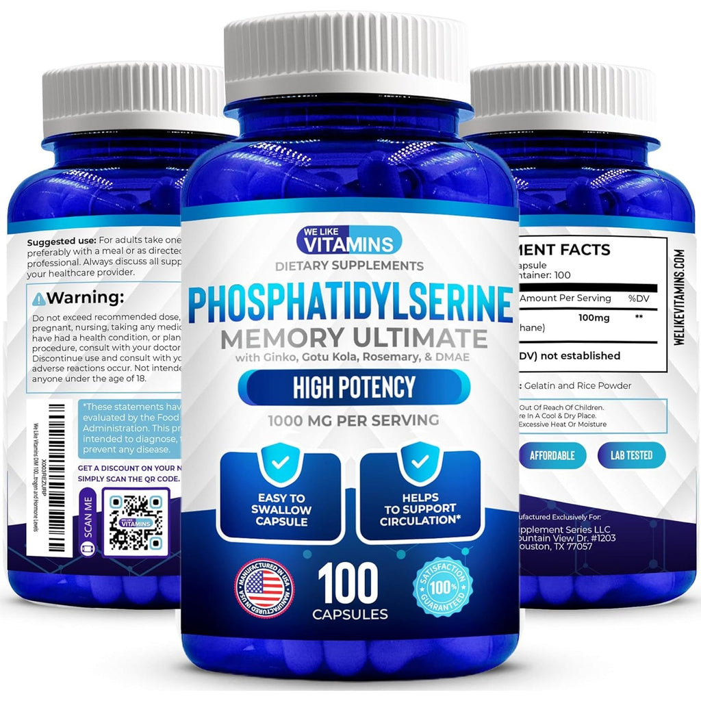 We like Vitamins Phosphatidylserine Supplement with Gingko Biloba, Gotu Kola, DMAE - Improves Focus, Memory, Cognitive Function - Soy-Free 1000Mg Memory Ultimate Complex - 100 Easy-To-Swallow Capsules